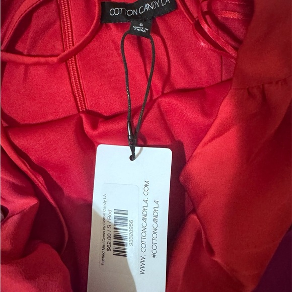 Cotton Candy Red Satin Mini Dress - Picture 6 of 6